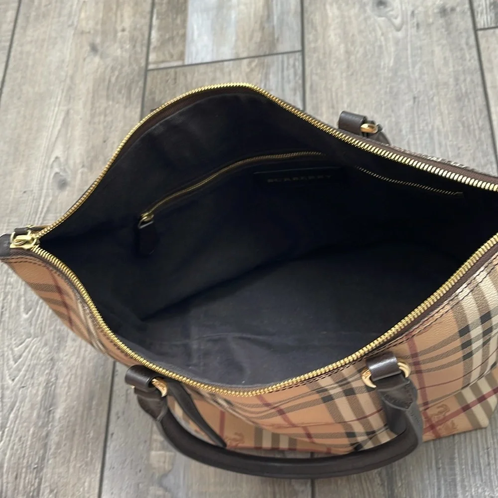 Authentic Burberry Plaid Haymarket Salisbury Tote Shoulder Bag Double Handle - Picture 11 of 17